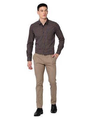 brown solid organic linen flat front casual trouser - 16699236 - Standard Image - 4