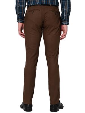 dark brown organic linen solid flat front casual trouser - 16699237 - Standard Image - 3