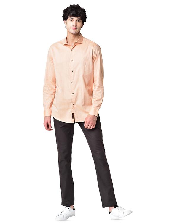 grey organic linen solid flat front casual trouser - 16699238 - Zoom Image - 4