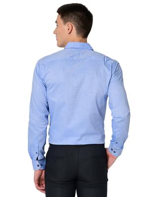 blue solid organic cotton casual shirt - 16699247 - Standard Image - 3