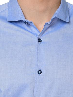 blue solid organic cotton casual shirt - 16699247 - Standard Image - 5