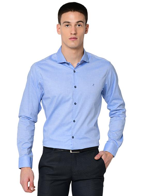 blue solid organic cotton casual shirt - 16699247 - Zoom Image - 1