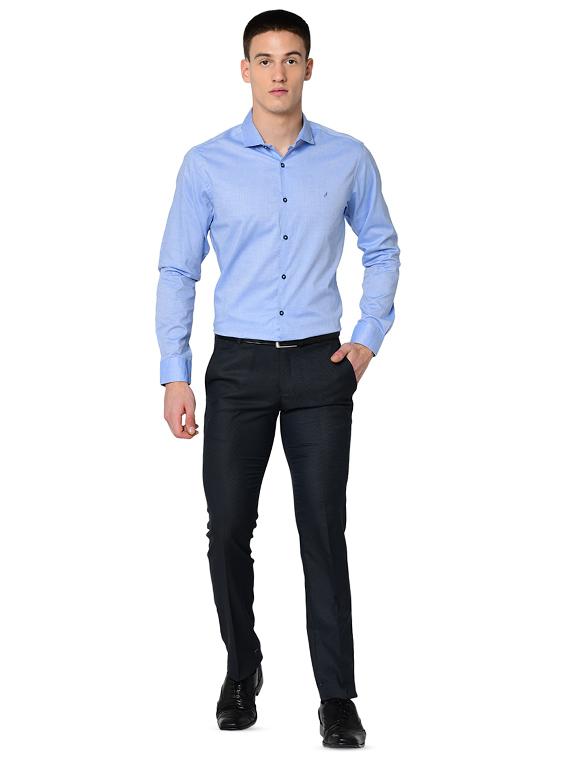 blue solid organic cotton casual shirt - 16699247 - Zoom Image - 4