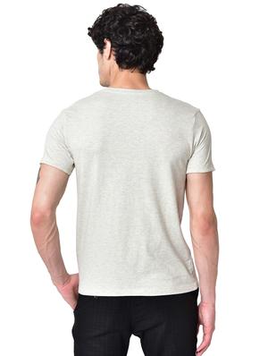 white melange organic cotton solid t-shirt - 16699255 - Standard Image - 3