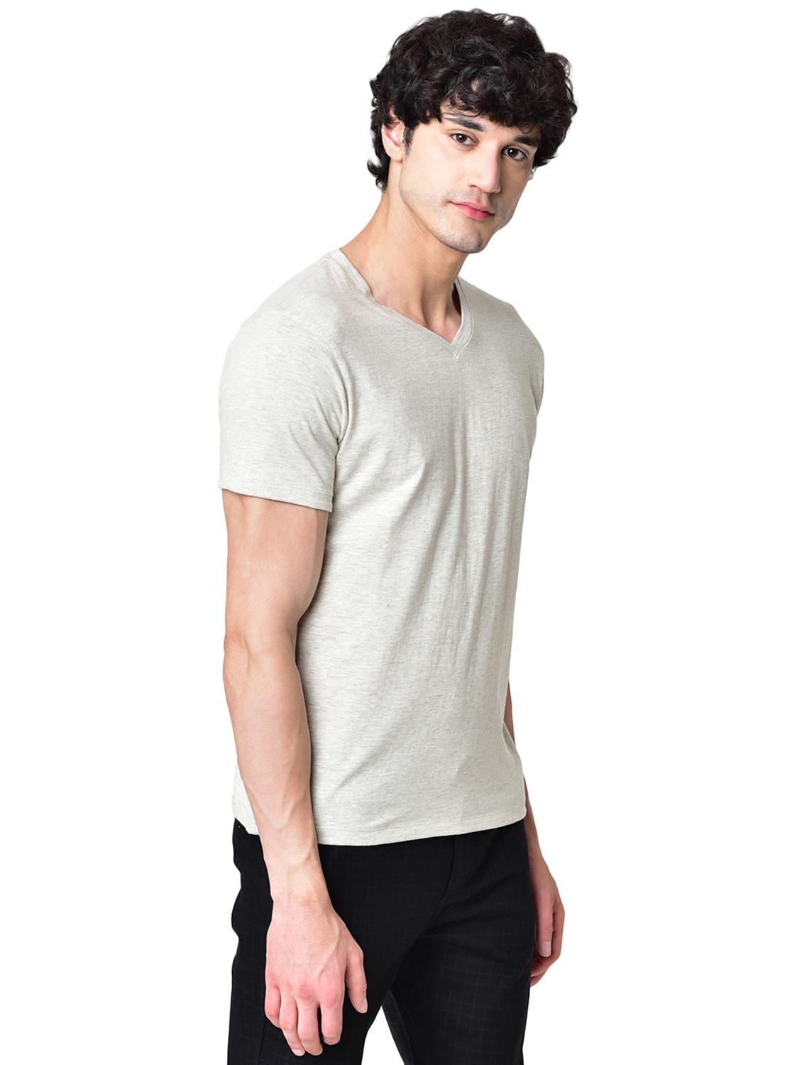 white melange organic cotton solid t-shirt - 16699255 - Zoom Image - 2