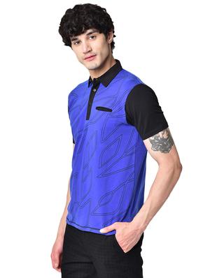 blue printed organic cotton collared t-shirt - 16699268 - Standard Image - 2