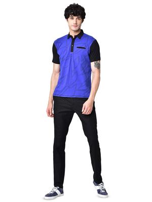 blue printed organic cotton collared t-shirt - 16699268 - Standard Image - 4