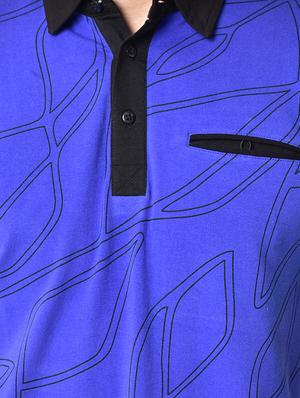 blue printed organic cotton collared t-shirt - 16699268 - Standard Image - 5