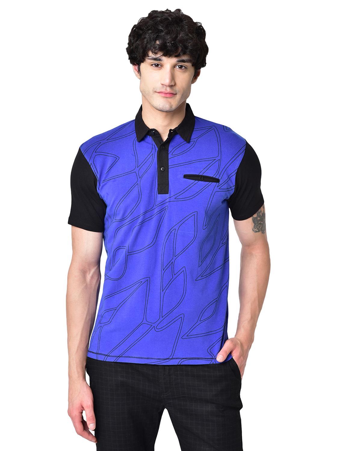 blue printed organic cotton collared t-shirt - 16699268 - Zoom Image - 1