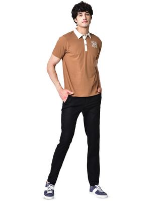 brown solid organic cotton collared t-shirt - 16699271 - Standard Image - 4