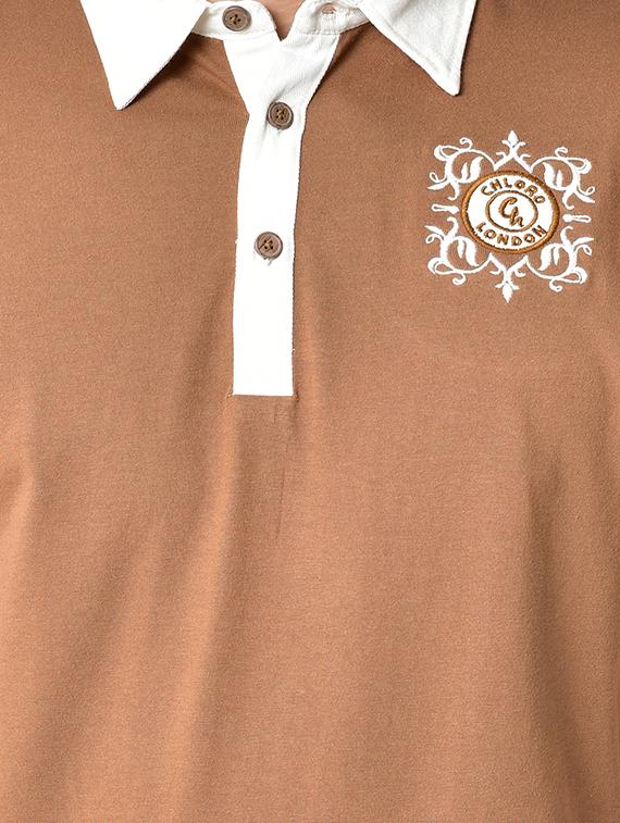 brown solid organic cotton collared t-shirt - 16699271 - Zoom Image - 5