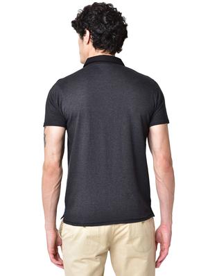 blue color block organic cotton collared t-shirt - 16699272 - Standard Image - 3