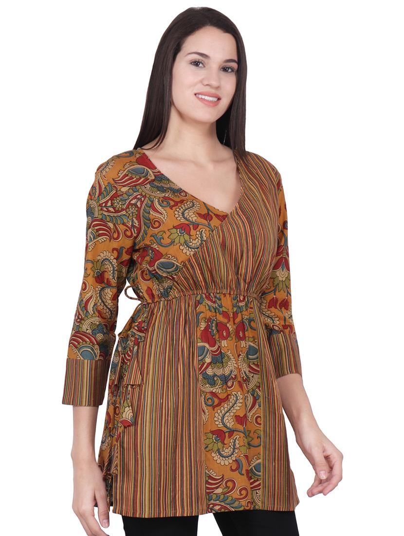 kalamkari a-line kurti - 16699279 - Zoom Image - 2