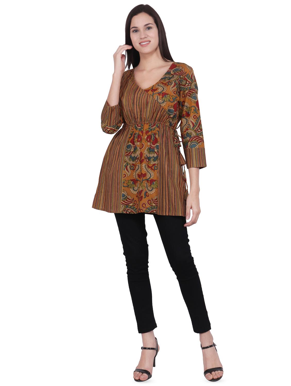 kalamkari a-line kurti - 16699279 - Zoom Image - 4