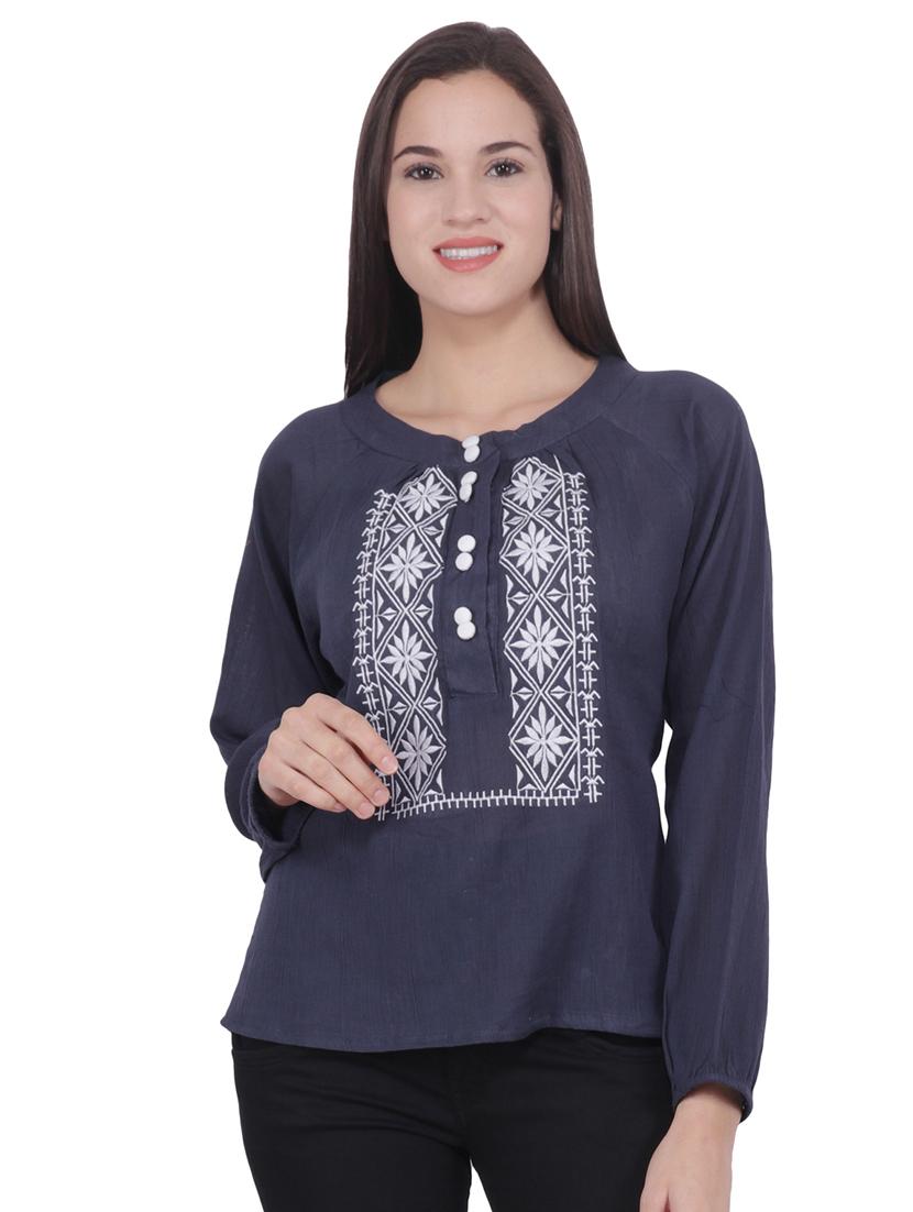 embroidered a-line kurti - 16699283 - Zoom Image - 1