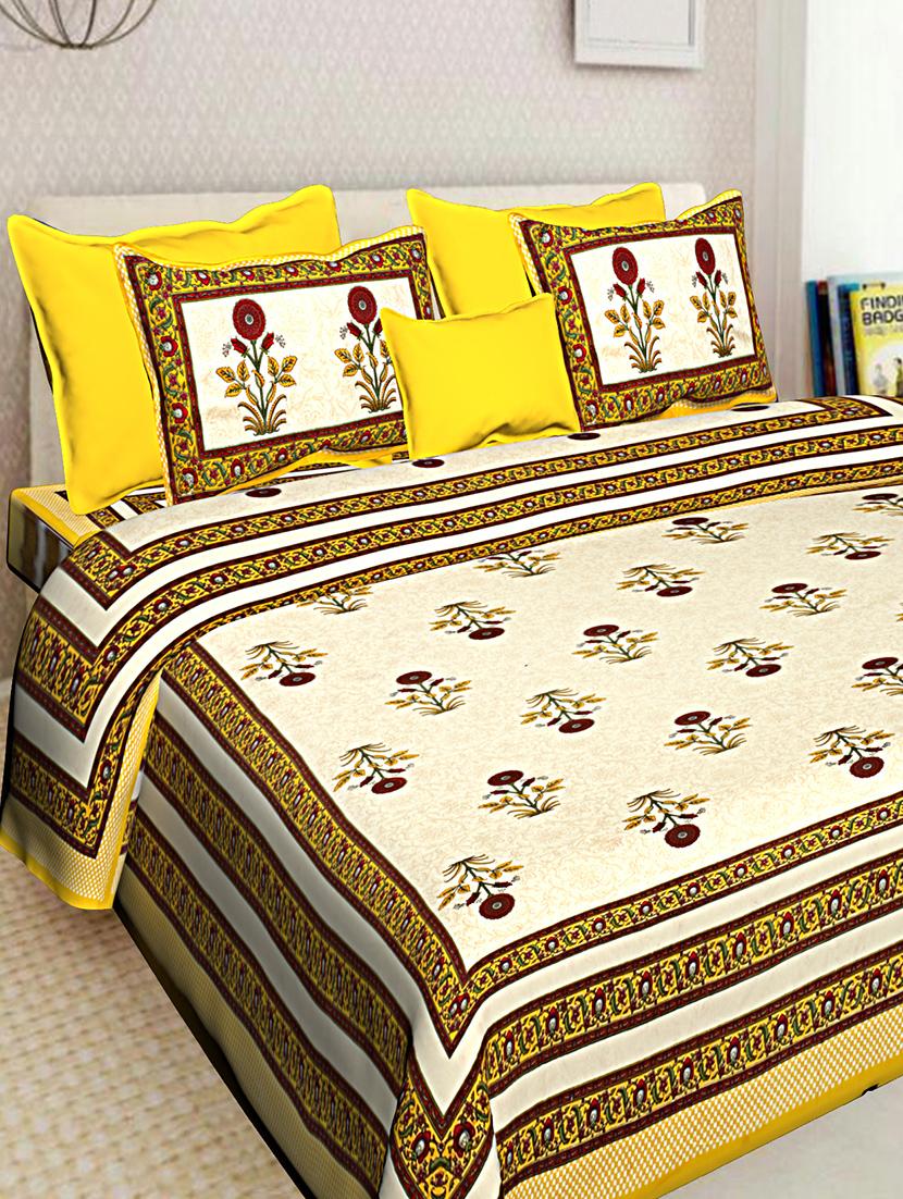cotton printed king king size bed sheet with 2 pillow covers - 16699410 - Zoom Image - 1