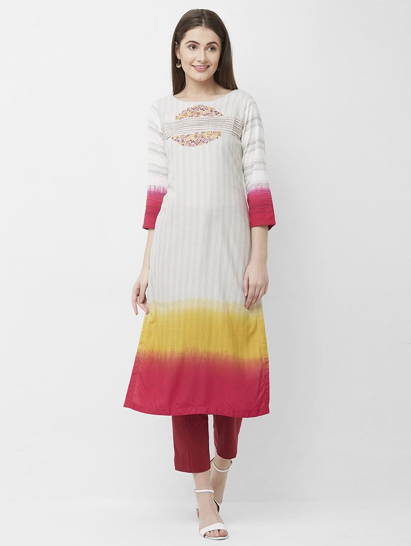 embroidered straight kurta - 16699811 - Zoom Image - 1