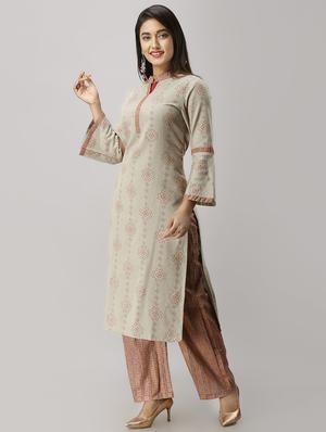 printed kurta palazzo set - 16699819 - Standard Image - 2