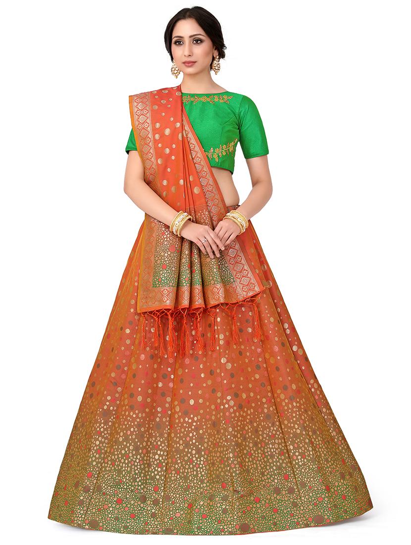 foil print contrast kalidar lehenga - 16699826 - Zoom Image - 1