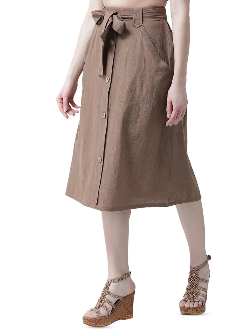 tie front button up a-line skirt - 16699844 - Zoom Image - 2