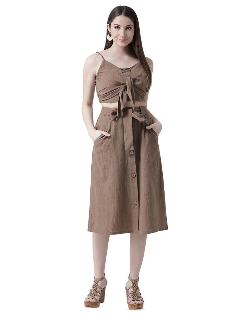 tie front button up a-line skirt - 16699844 - Zoom Image - 4