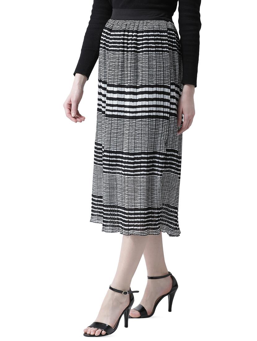 high rise striped pleated skirt - 16699845 - Zoom Image - 2