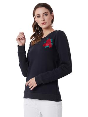 embroidered detail round neck sweatshirt - 16700028 - Standard Image - 2