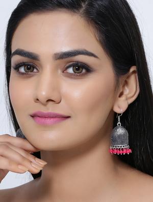 silver brass jhumka earring - 16700035 - Standard Image - 3