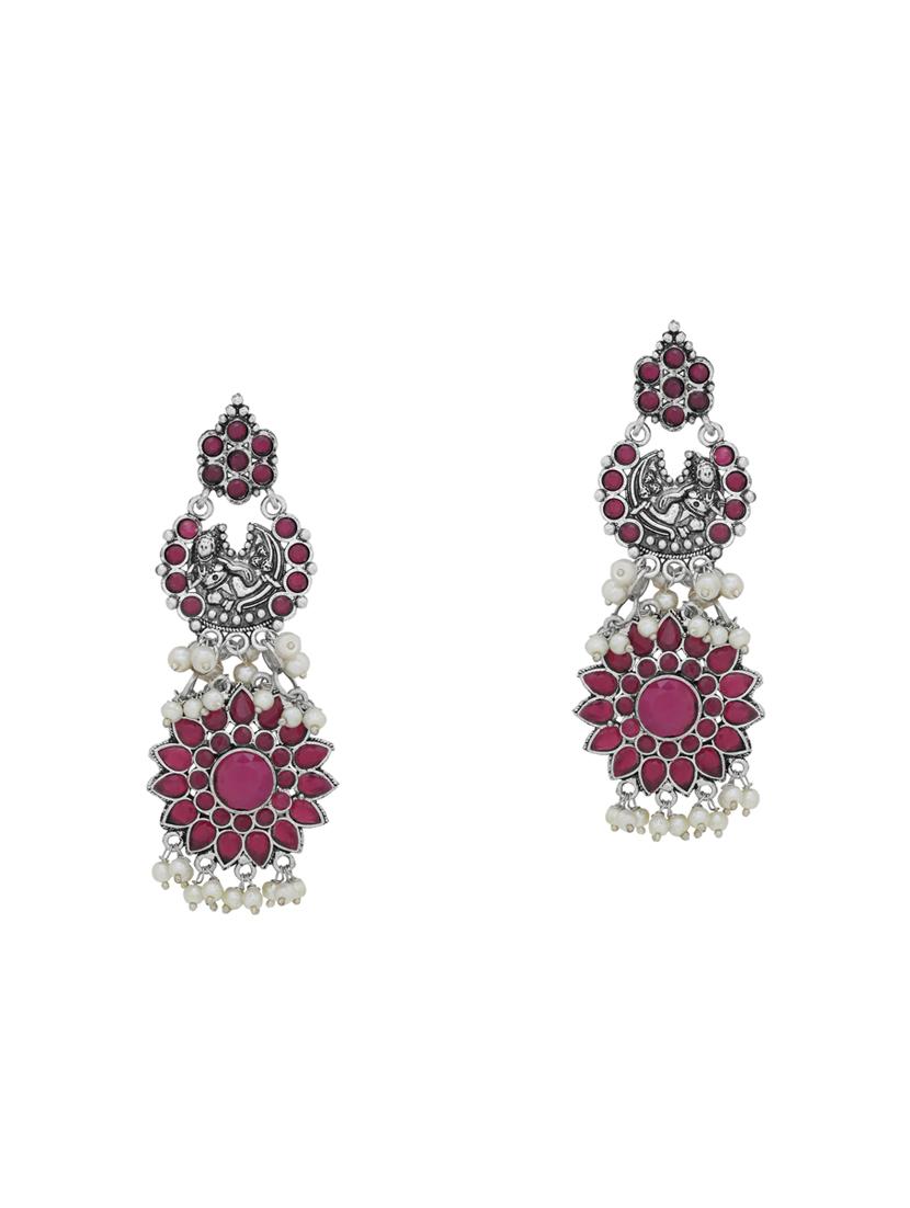 pink brass drop earring - 16700037 - Zoom Image - 1
