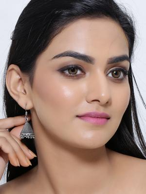 silver brass jhumka earring - 16700043 - Standard Image - 3