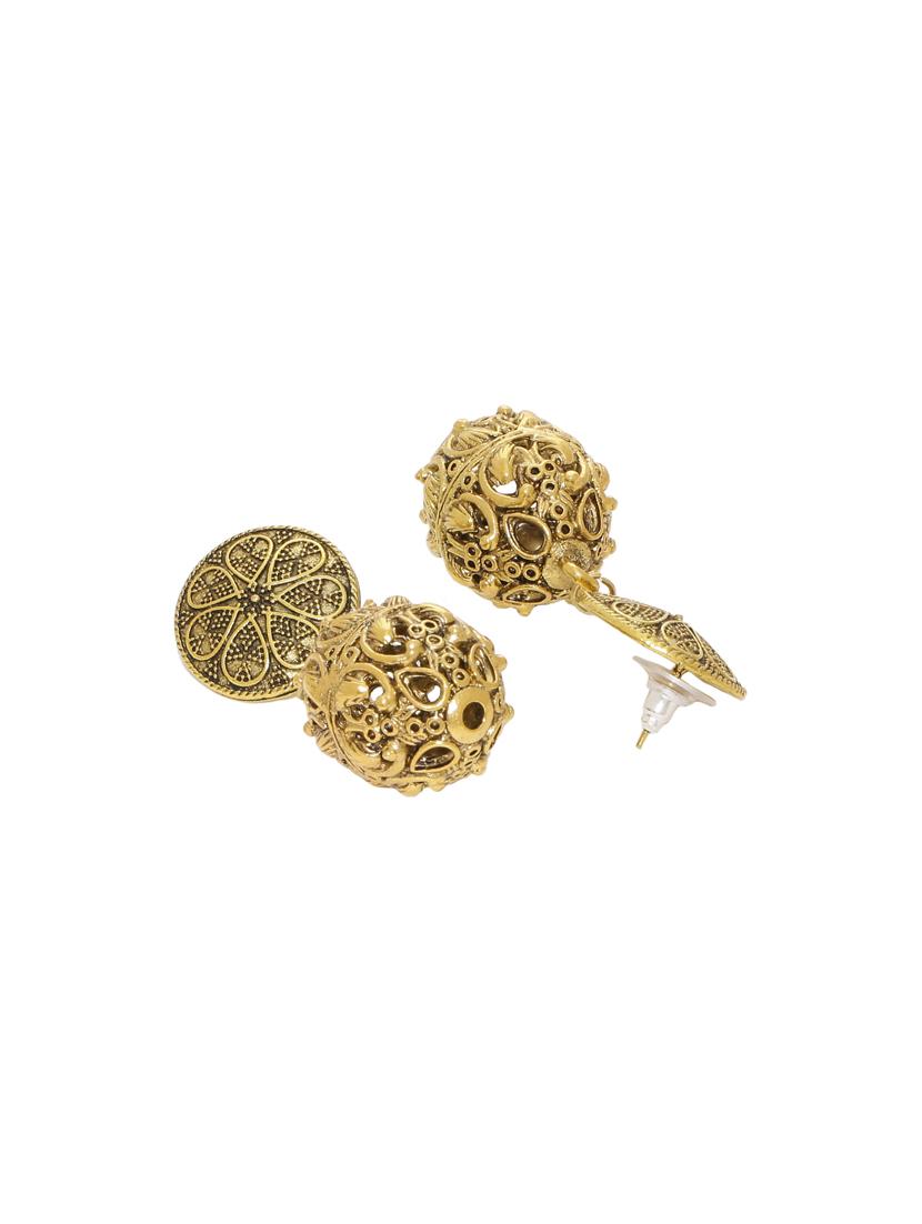gold brass drop earring - 16700045 - Zoom Image - 2