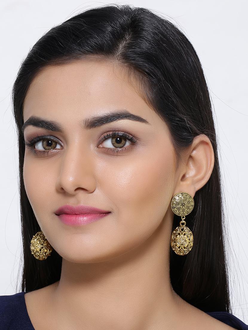 gold brass drop earring - 16700045 - Zoom Image - 3
