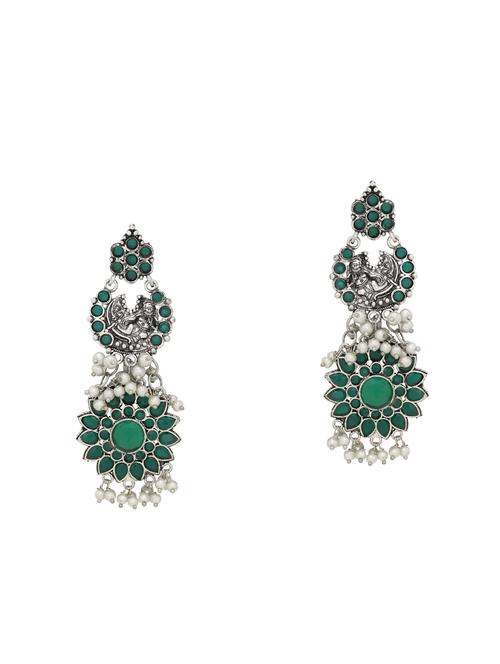green silver tone brass drop earring - 16700052 - Standard Image - 1