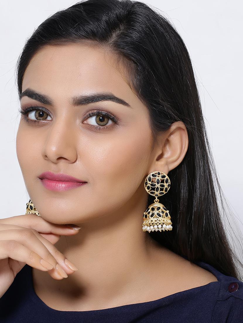gold black tone brass drop earring - 16700053 - Zoom Image - 3
