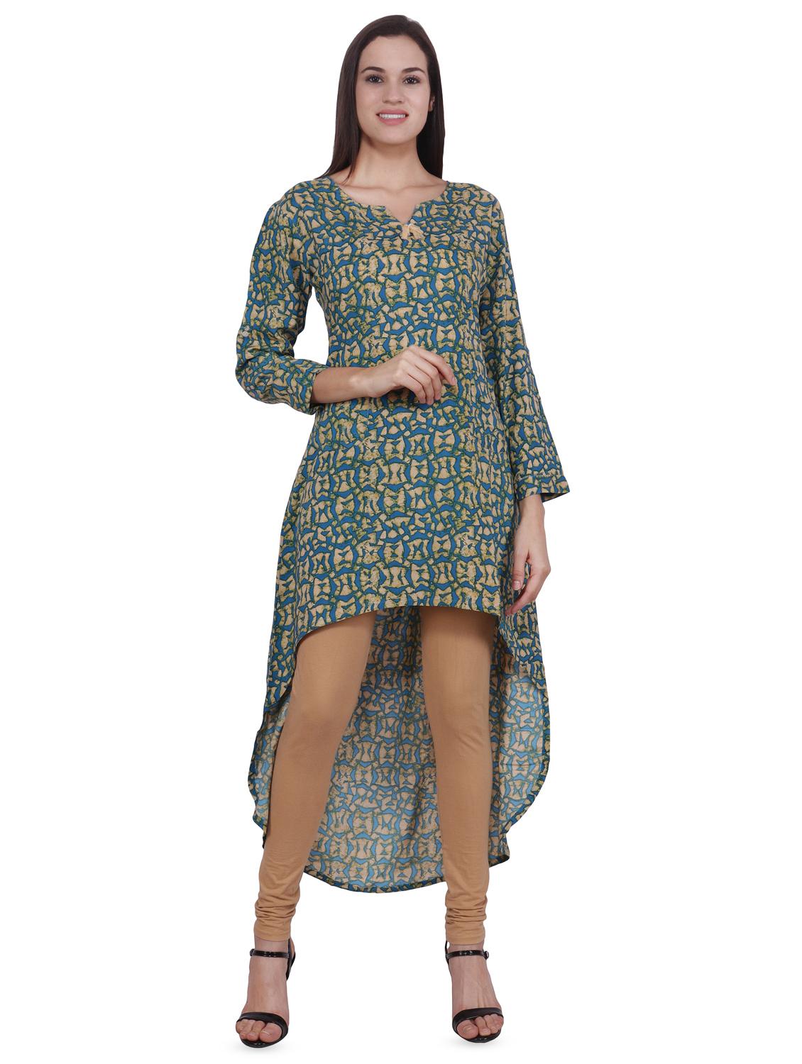 printed high low kurta - 16700079 - Zoom Image - 1