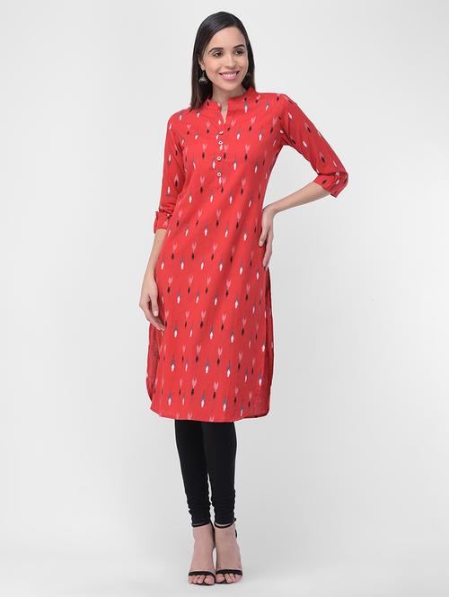 ikat straight kurta - 16700101 - Standard Image - 1