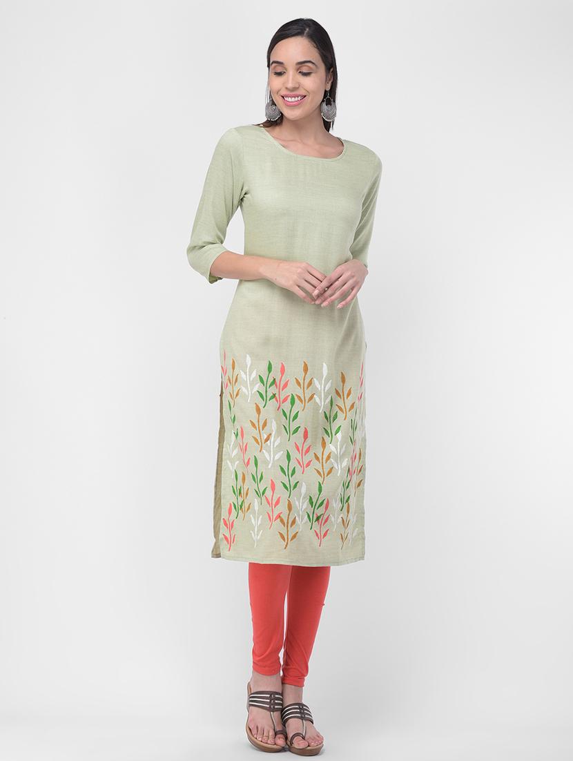 printed straight kurta - 16700155 - Zoom Image - 1