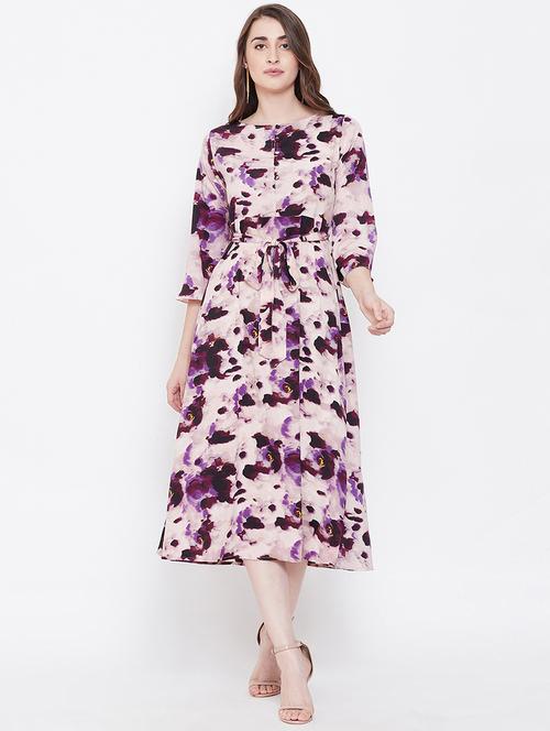 tie knot floral a-line dress - 16700256 - Standard Image - 1