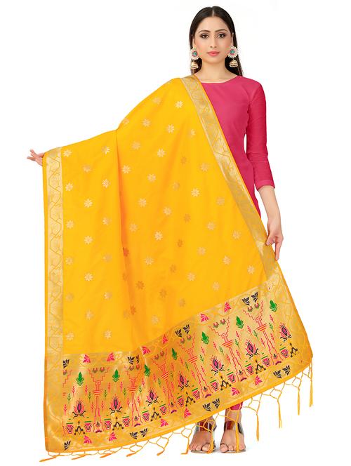 floral printed banarasi dupatta - 16700269 - Very Small Image - 1