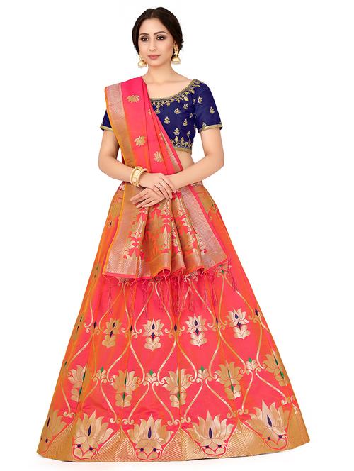 foil print contrast kalidar lehenga - 16700281 - Standard Image - 1