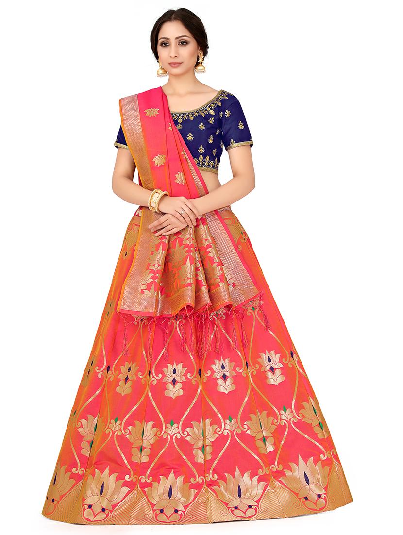 foil print contrast kalidar lehenga - 16700281 - Zoom Image - 1