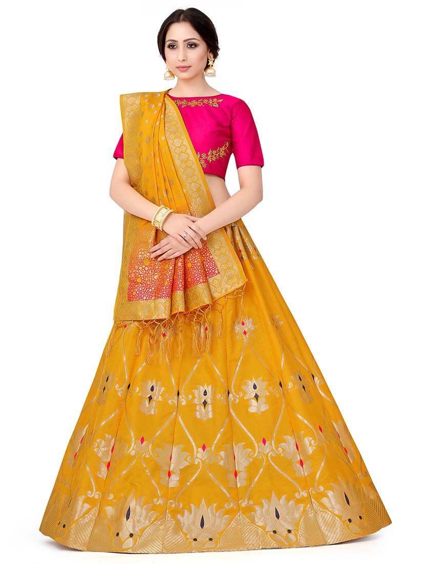 foil print contrast kalidar lehenga - 16700285 - Zoom Image - 1
