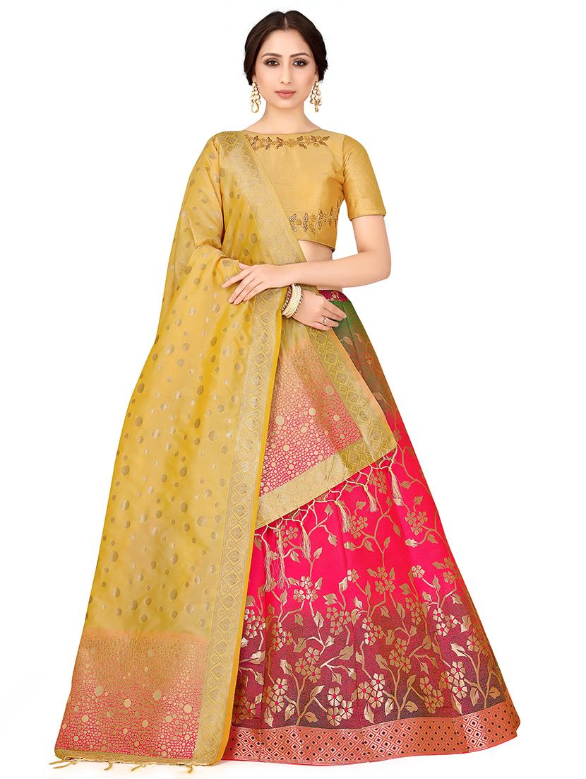 foil print contrast kalidar lehenga - 16700287 - Zoom Image - 1