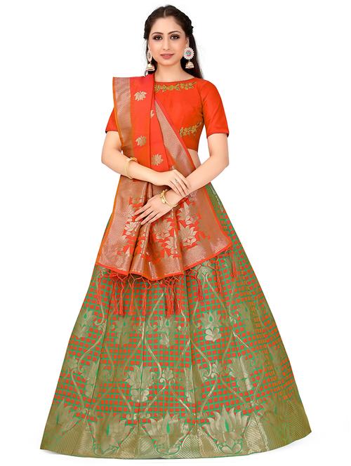foil print contrast kalidar lehenga - 16700300 - Standard Image - 1