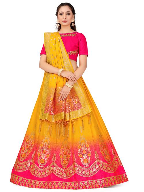 foil print contrast kalidar lehenga - 16700316 - Standard Image - 1