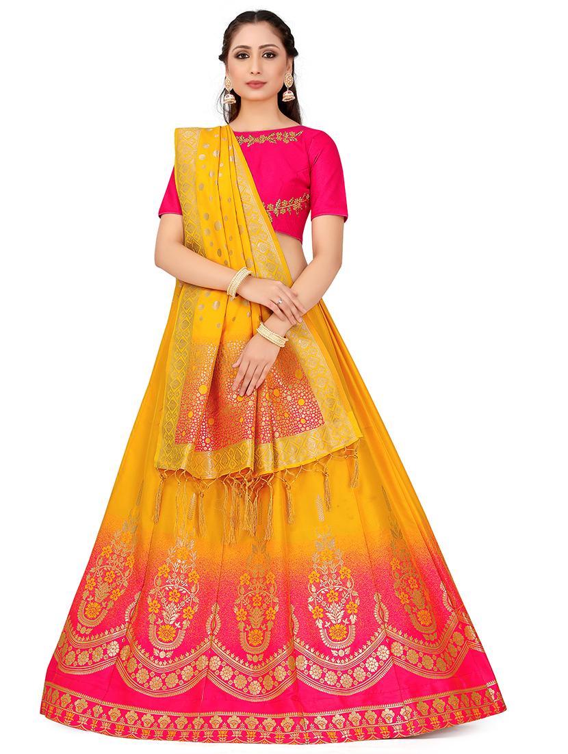 foil print contrast kalidar lehenga - 16700316 - Zoom Image - 1