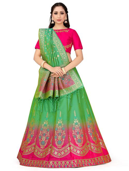 foil print contrast kalidar lehenga - 16700320 - Standard Image - 1