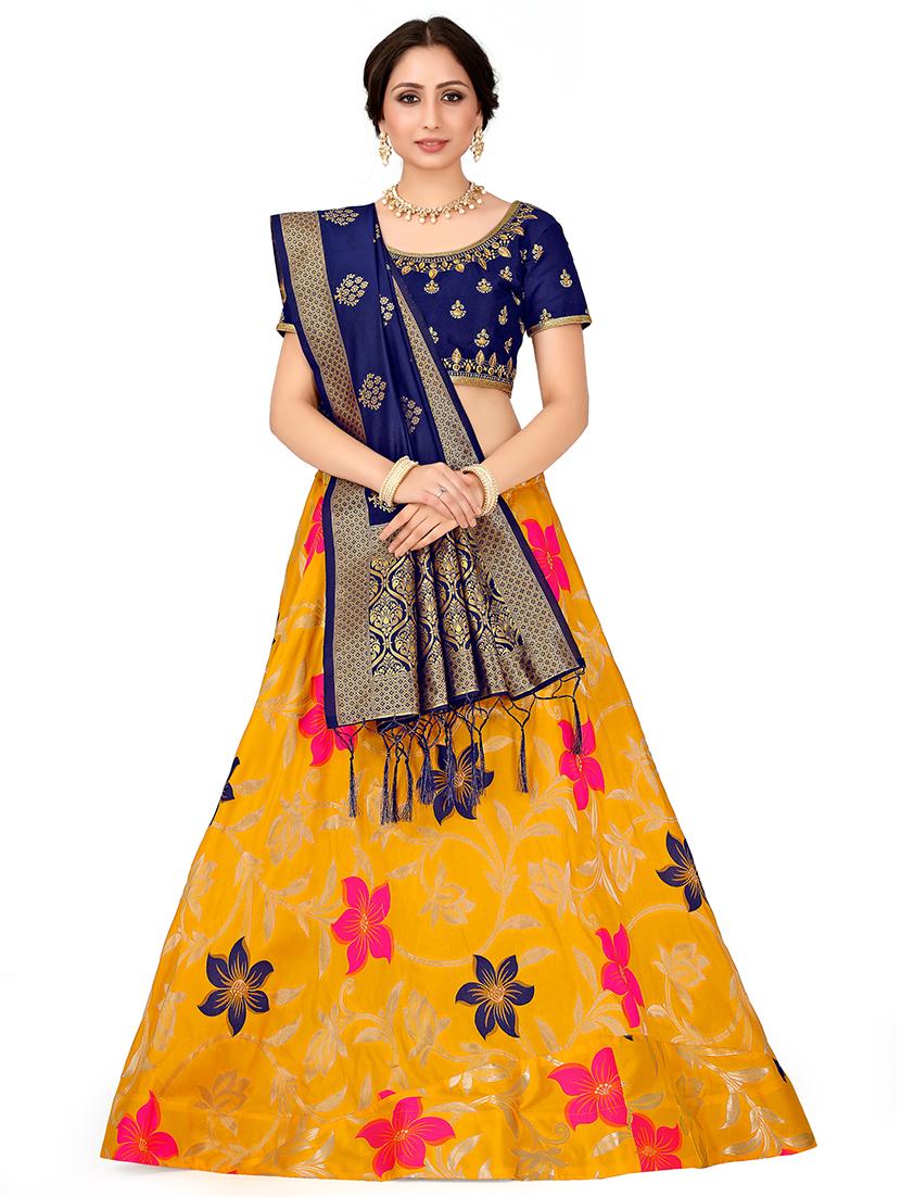 foil print contrast flared lehenga - 16700322 - Zoom Image - 1