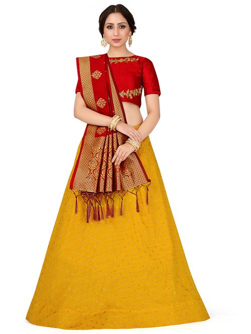 foil print contrast flared lehenga - 16700324 - Standard Image - 1