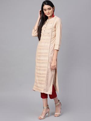 pleated straight kurta - 16700453 - Standard Image - 2